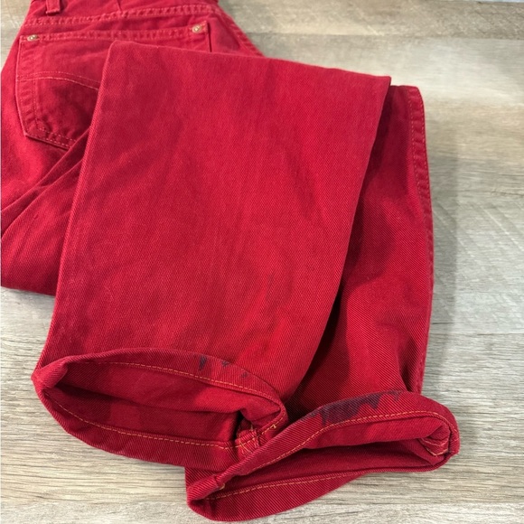 Ikeda Vintage 90s Red Mom Jeans Size 28 High Straight Denim Button Fly Rare - Picture 10 of 11
